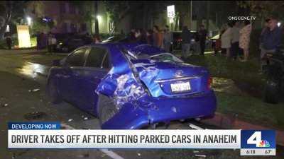 Driver takes off after hitting parked cars in Anaheim