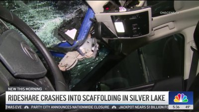 Rideshare crashes into scaffolding in SIlver Lake