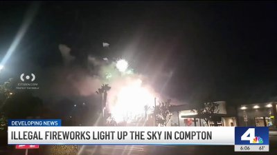 Illegal fireworks light up the sky in Compton