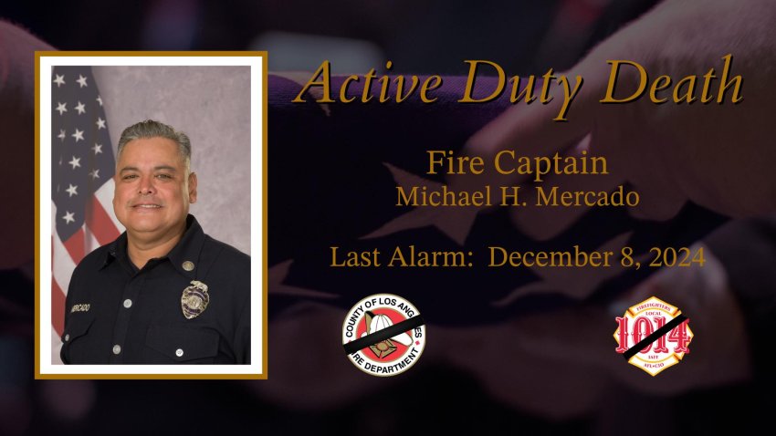 The Los Angeles County Fire Department announces the death of Capt. Michael Mercado on Sunday, Dec. 8, 2024.