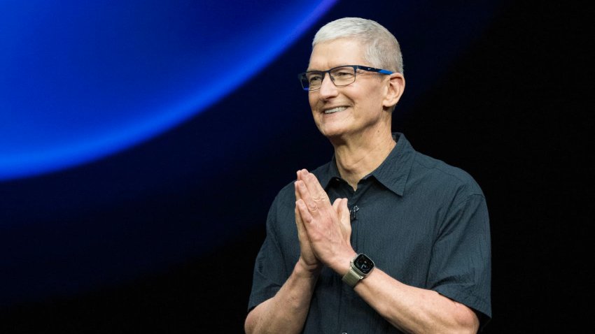 Apple CEO Tim Cook speaks during Apple’s “It’s Glowtime” event in Cupertino, California, on September 9, 2024.