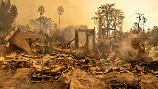 The remains of a home lost in the Eaton fire on Wednesday, Jan. 8, 2025 in Altadena, CA. 