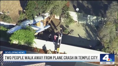 2 people walk away uninjured from Temple City neighborhood plane crash