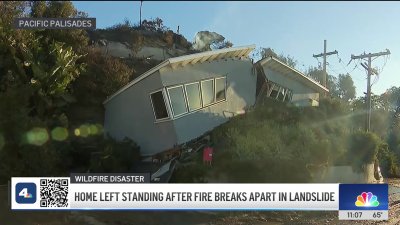 Pacific Palisades home undamaged by Palisades Fire splits apart in landslide