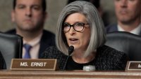 Sen. Joni Ernst, R-Iowa, speaks during the Senate Armed Services Committee confirmation hearing for Pete Hegseth, President-elect Donald Trump’s choice to be Defense secretary, at the Capitol in Washington, Tuesday, Jan. 14, 2025.