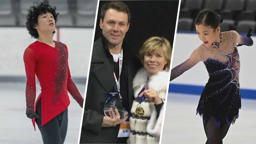 From left: Spencer Lane, Evgenia Shishkova and Vadim Naumov, and Jinna Han.