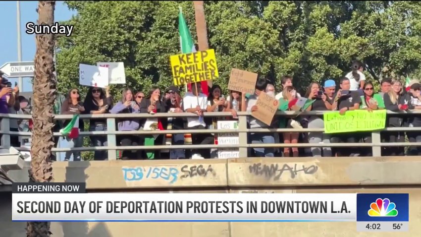 Second day of deportation protests in Downtown LA
