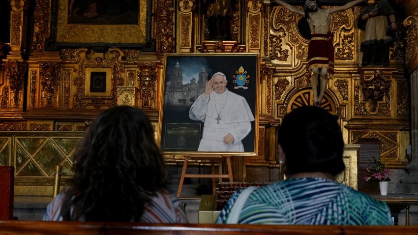 Parishioners pray for the health of Pope Francis at the Metropolitan Cathedral in Mexico City, Thursday, Feb. 27, 2025.