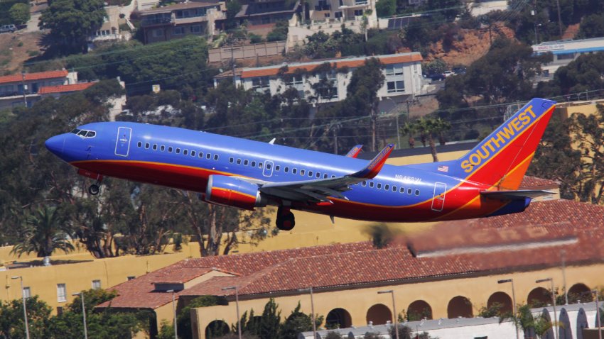A Southwest Airlines plane takes off from San Diego International Airport in 2010 in San Diego.