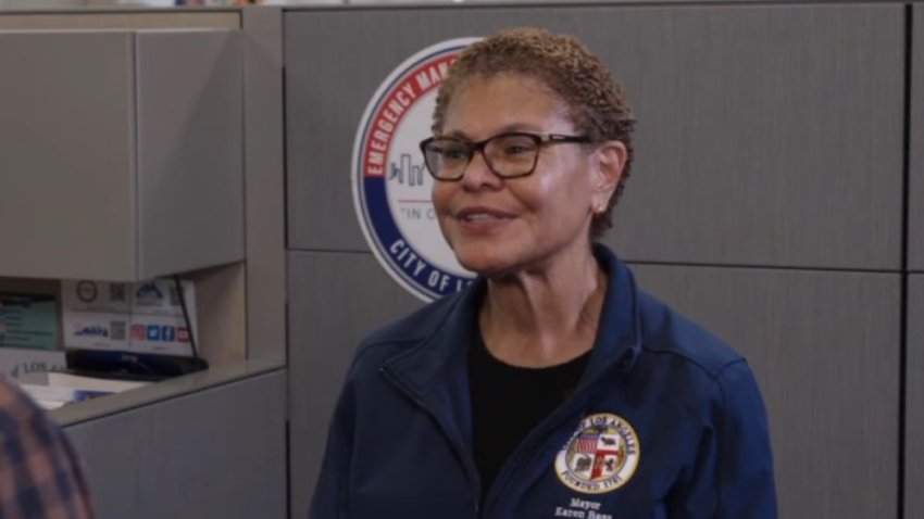 Mayor Karen Bass is pictured.