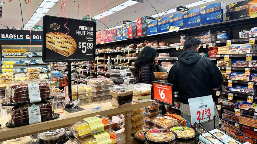 People shop for groceries in Monterey Park, California, on February 12, 2025.