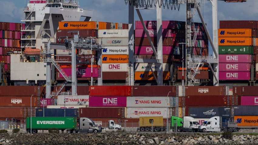 A cargo ship full of shipping containers is seen at the port of Oakland, as trade tensions escalate over U.S. tariffs, in Oakland, California, U.S., March 6, 2025. 