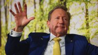 Fortescue Metals Group non-executive Chairman, Andrew Forrest, speaks during a Sustainability Week conference in London on March 11, 2025.