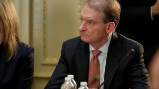 CEO of Patomak Global Partners Paul Atkins takes part in a strategic and policy CEO discussion with U.S. President Donald Trump in the Eisenhower Execution Office Building in Washington, U.S., April 11, 2017.