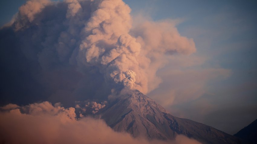 The “Volcan de Fuego,” or Volcano of Fire, blows a cloud of ash seen from Palin, Guatemala, Monday, March 10, 2025.