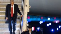 President Donald Trump arrives on Air Force One at Palm Beach International Airport, Friday, March 14, 2025, in West Palm Beach, Fla.