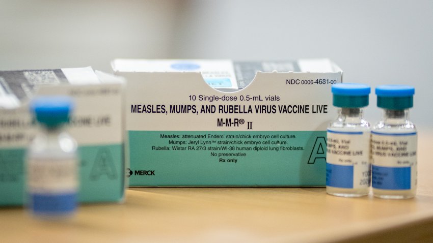 LUBBOCK, TEXAS – MARCH 01: Boxes and vials of the Measles, Mumps, Rubella Virus Vaccine at a vaccine clinic put on by Lubbock Public Health Department on March 1, 2025 in Lubbock, Texas. Cases of Measles are on the rise in West Texas as over 150 confirmed case have been seen with one confirmed death.(Photo by Jan Sonnenmair/Getty Images)