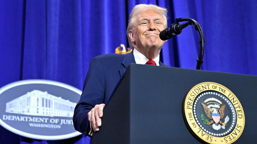 President Donald Trump speaks at the Department of Justice in Washington, D.C., on March 14, 2025.