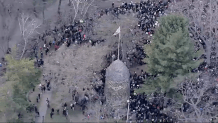 A rally in support of Tufts graduate student Rumeysa Ozturk being held in Powderhouse Park in Somerville, Massachusetts, on Wednesday, March 26, 2025.