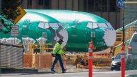 A Boeing 737 aircraft fuselage is pictured at the company’s Renton factory in Renton, Washington, on April 15, 2025.