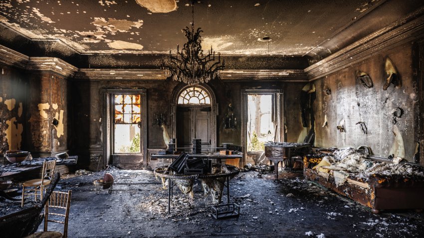 An example of the damage done to the Governor's Residence during an arson attack early Sunday, April 14, 2025.