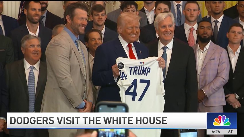 Los Angeles Dodgers visit President Trump at White House