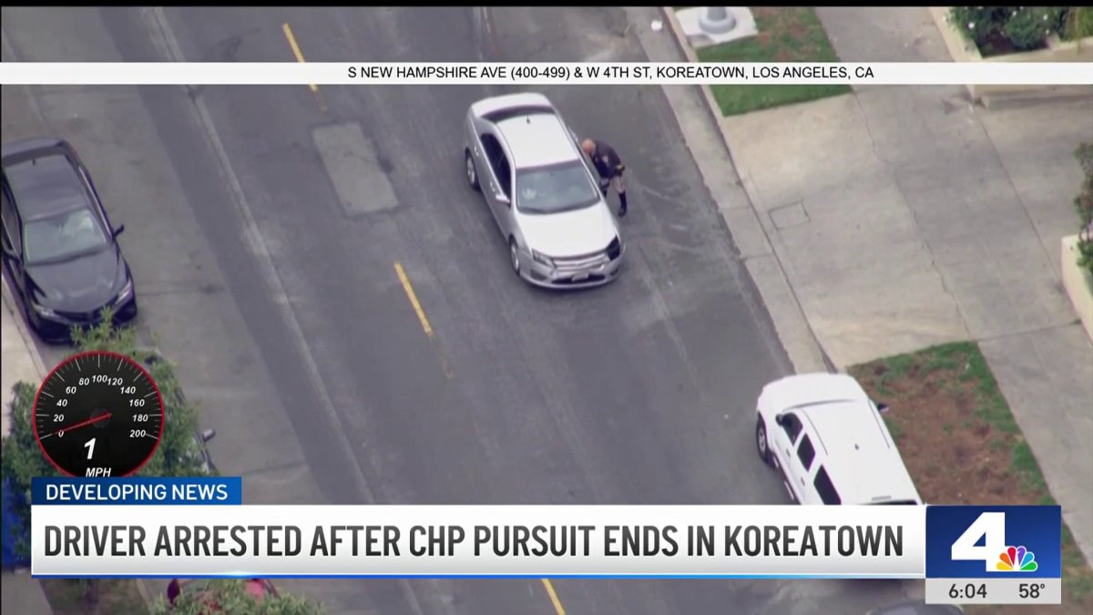Driver arrested after CHP pursuit ends in Koreatown – NBC Los Angeles