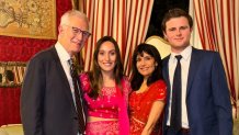 This 2024 photo provided by John Santoro shows, from left, Dr. Michael Groff, Karenna Groff, Dr. Joy Saini, and James Santoro. (Courtesy John Santoro via AP)