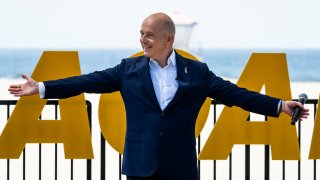 Author and former Fox News host Steve Hilton announced his run for California governor during an event in Huntington Beach, CA on Tuesday, April 22, 2025.