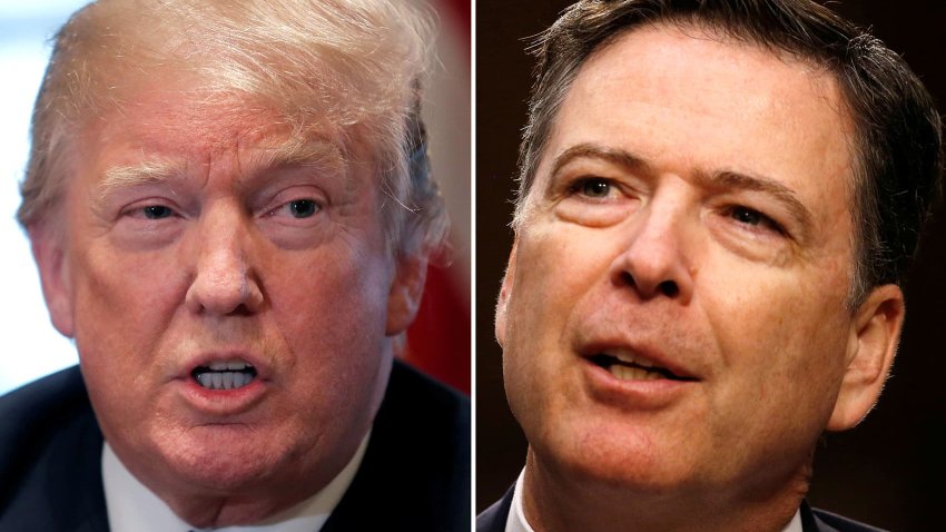A combination of file photos show U.S. President Donald Trump in the White House in Washington, DC, U.S. April 9, 2018 and former FBI Director James Comey on Capitol Hill in Washington, U.S., June 8, 2017.