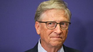 Bill Gates arrives for a press conference to launch the Global Polio Eradication Initiative at the European Commission’s Berlaymont headquarters in Brussels on October 11, 2023.