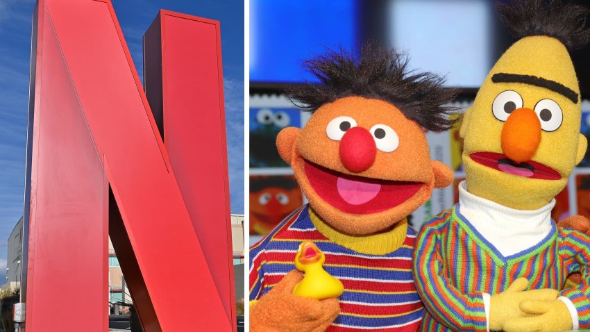 The Netflix logo and Bert & Ernie from Sesame Street: