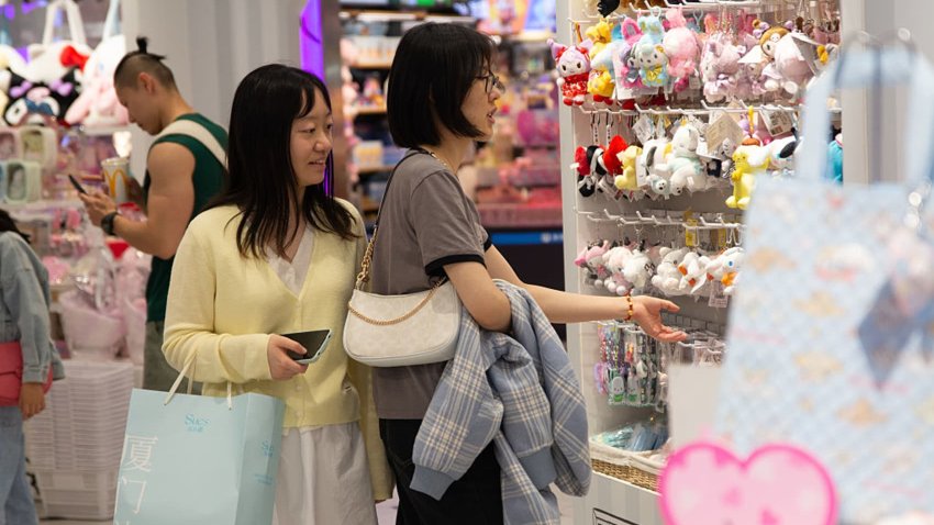 A general view of shoppers is seen in a retail store in Shanghai, China, on May 10, 2025, as China’s CPI declines in April amid a trade war.