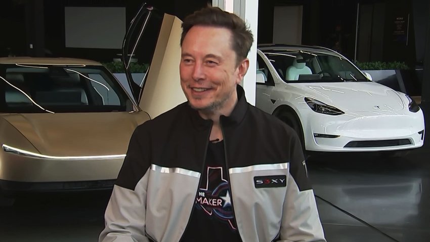 Elon Musk interviews on CNBC from the Tesla Headquarters in Texas.
