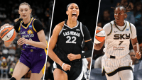 Split image of Cameron Brink, A'ja Wilson and Ariel Atkins