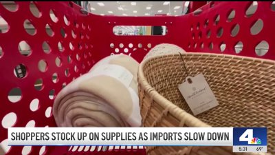 Shoppers stock up on supplies as imports slow down