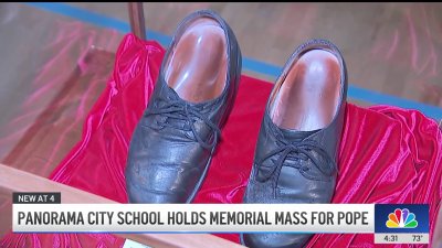 Panorama City Catholic school has a pair of Pope Francis shoes