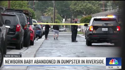 Search for mother after newborn was found inside Riverside dumpster