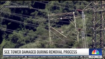 Part of SCE tower strikes power lines during airlift