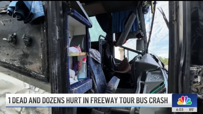 1 dead, dozens hospitalized in freeway bus crash in Hacienda Heights
