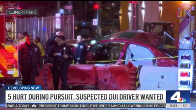 5 hurt during pursuit in Leimert Park, suspected DUI driver wanted