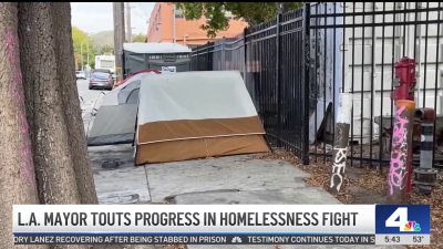 LA mayor touts progress in homelessness fight