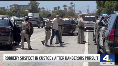 Robbery suspect arrested after hour-long, high-speed pursuit in LA