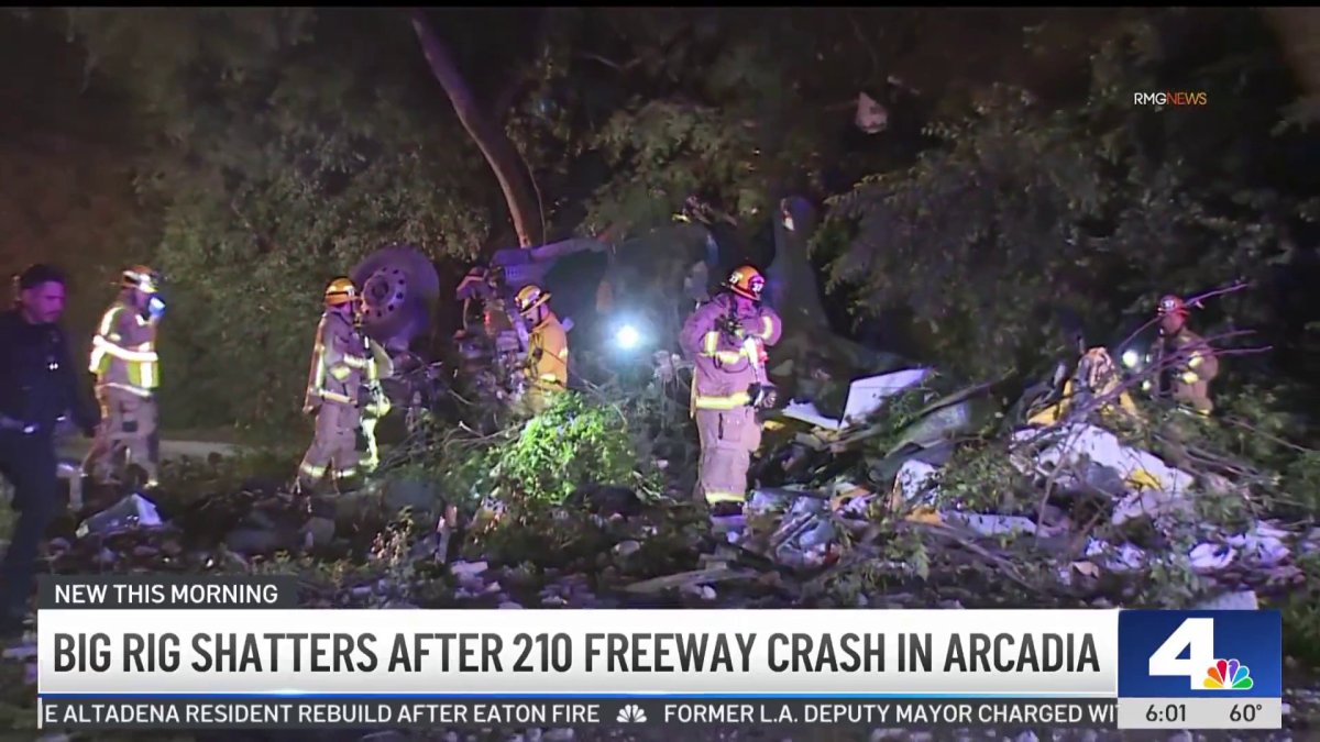 Big rig crashes off freeway in Arcadia and lands on street – NBC Los ...