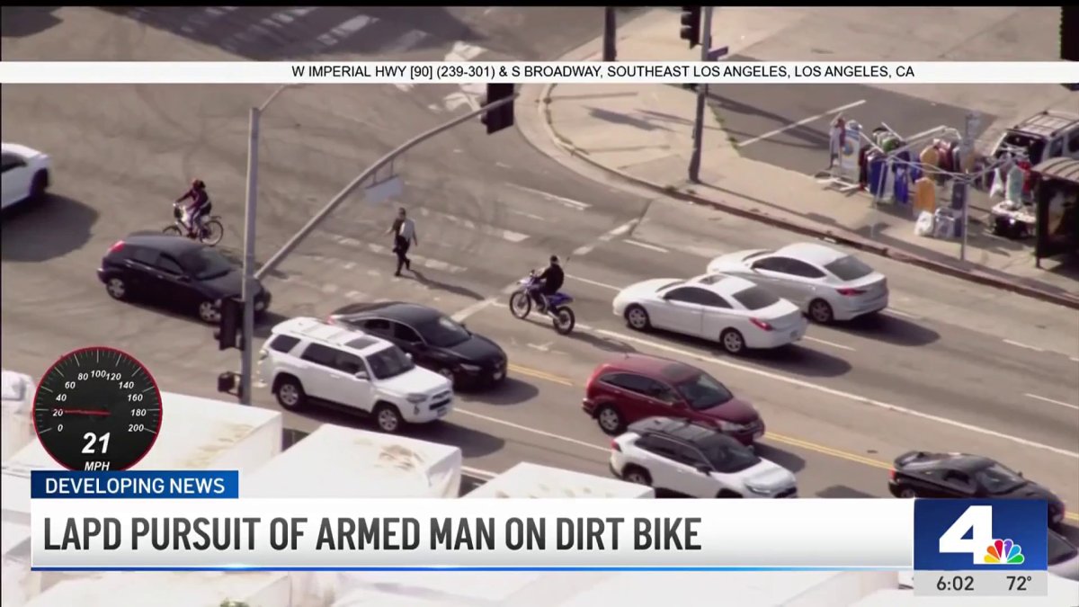 Possibly armed motorcyclist leaders officers on chase in South LA – NBC ...