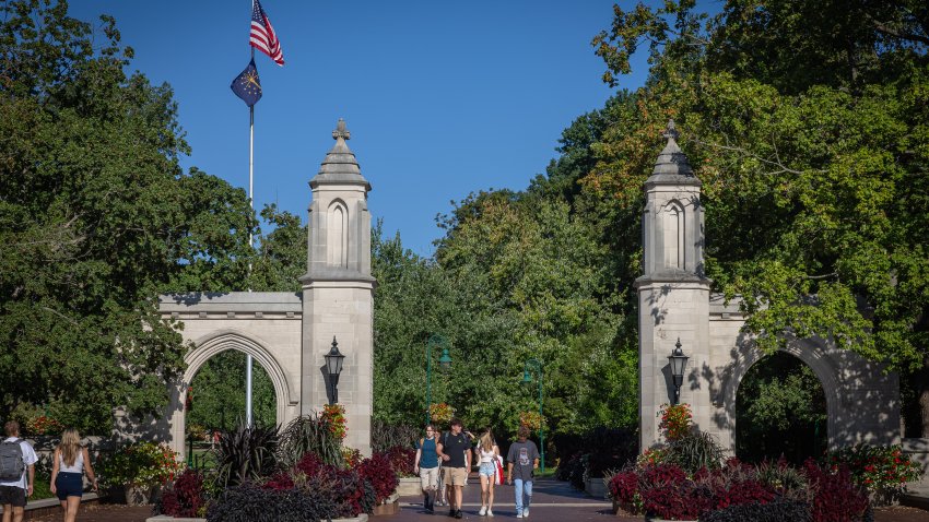 BLOOMINGTON, INDIANA – SEPTEMBER 2: A general view The Sample Gates at Indiana University before the game against the Ohio State Buckeyes at Memorial Stadium on September 2, 2023 in Bloomington, Indiana.