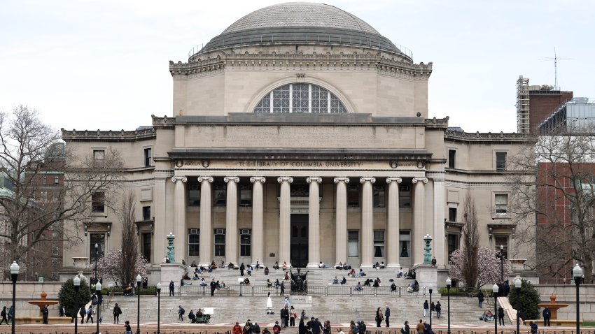 Students are seen on the campus of Columbia University on April 14, 2025, in New York City. An immigration judge ruled on April 11 that Mahmoud Khalil, a pro-Palestinian student protester from Columbia University and a US permanent resident detained by the Trump administration, can be deported, his lawyer said. (Photo by CHARLY TRIBALLEAU / AFP) (Photo by CHARLY TRIBALLEAU/AFP via Getty Images)