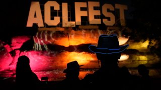 FILE - An attendee in a light-up cowboy hat at the Austin City Limits Music Festival in Zilker Park, Oct. 5, 2024.