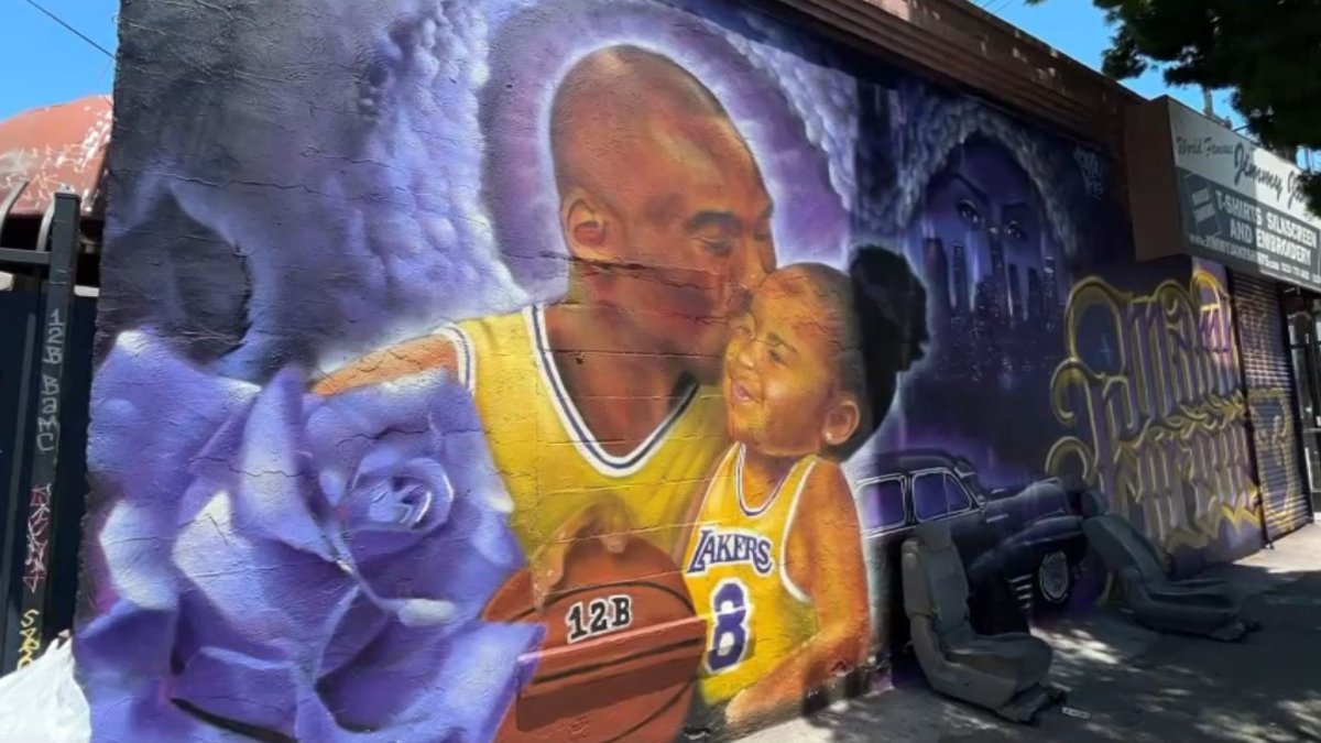 Kobe Gianna Bryant Mural Restored Downtown Los Angeles