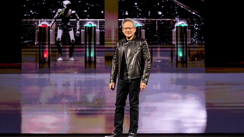 Jensen Huang, co-founder and chief executive officer of Nvidia Corp., during the Nvidia GPU Technology Conference (GTC) in San Jose, California, US, on Tuesday, March 18, 2025.